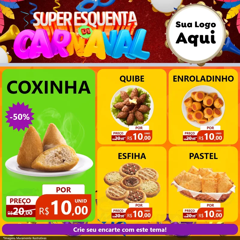 Modelo de Rede Social para Feed Facebook com o tema Super Esquenta de Carnaval para Salgadaria