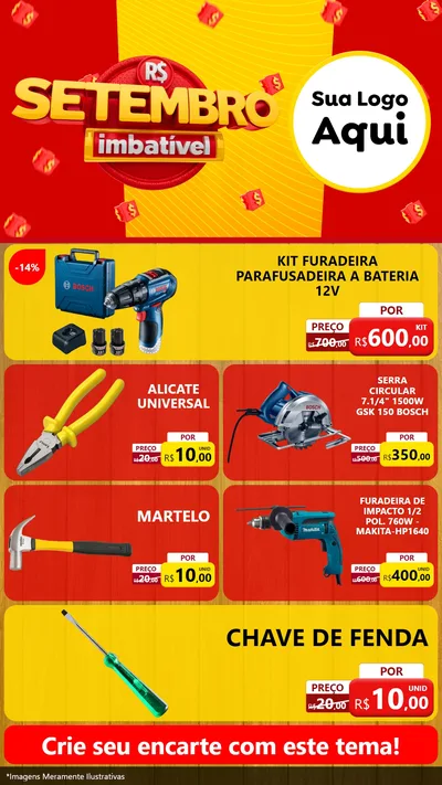 Modelo de TV para TV Vertical com o tema Setembro Imbatível para Maquinas e Ferramentas