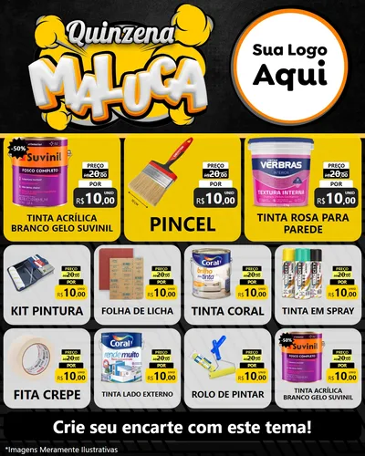 Modelo de Rede Social para Feed Instagram com o tema Quinzena Maluca para Tintas e Ferramentas