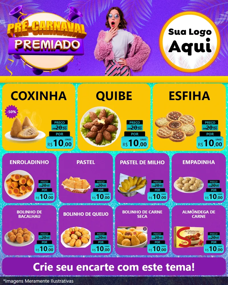 Modelo de Rede Social para Feed Instagram com o tema Pré-Carnaval Premiado para Salgadaria