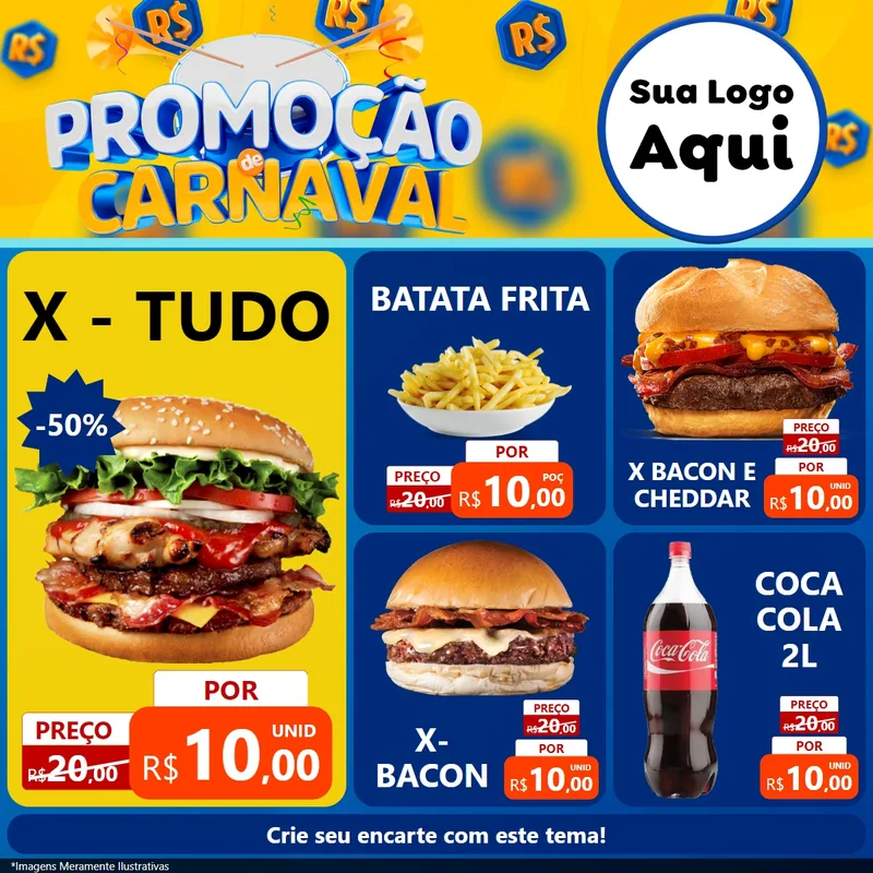 Modelo de Rede Social para Feed Facebook com o tema Promoção de Carnaval para Hamburgueria