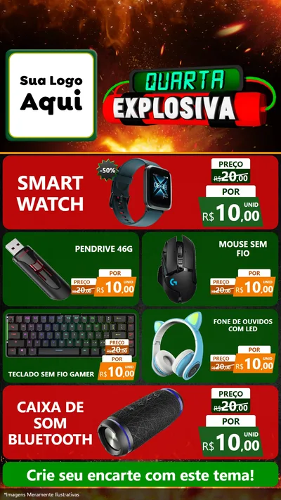 Modelo de TV para TV Vertical com o tema Quarta Explosiva para Informática