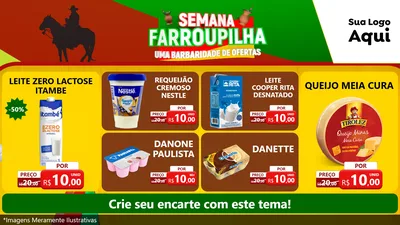 Modelo de TV para TV Horizontal com o tema Semana Farroupilha - Uma Barbaridade de Ofertas para Frios e Laticínios