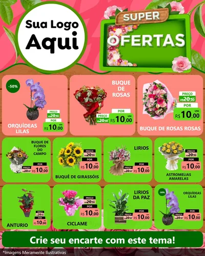 Modelo de Rede Social para Feed Instagram com o tema Super Ofertas- Jardinagem e Floricultura para Floricultura e jardim