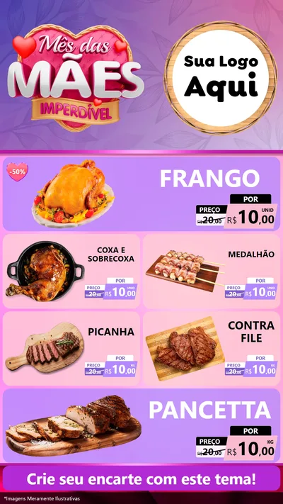 Modelo de TV para TV Vertical com o tema Mês das Mães Imperdível para Assados