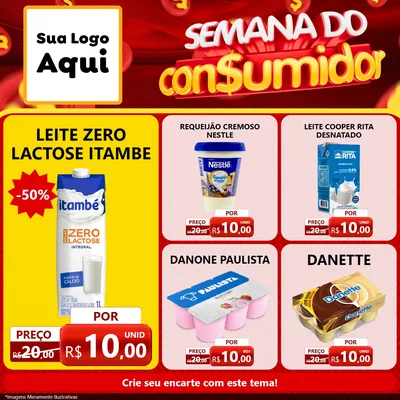 Modelo de Rede Social para Feed Facebook com o tema Semana do Consumidor para Frios e Laticínios