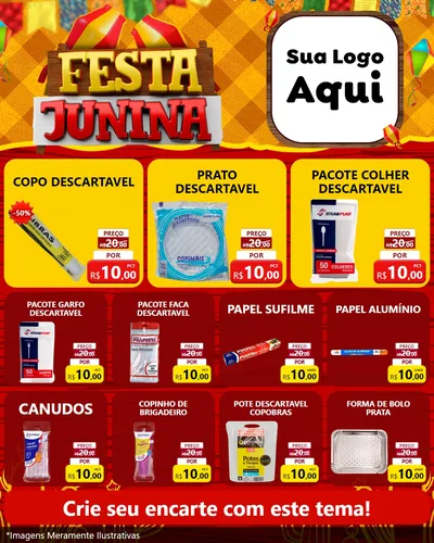 Modelo de Rede Social para Feed Instagram com o tema Festa Junina para Embalagens
