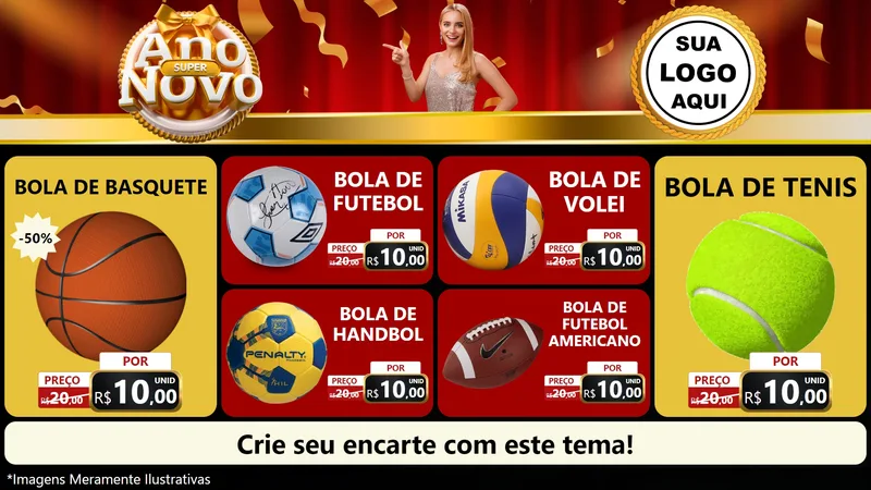 Modelo de TV para TV Horizontal com o tema Super Ano Novo para Artigos Esportivos
