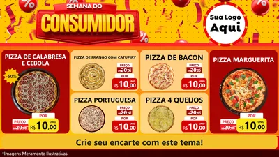 Modelo de TV para TV Horizontal com o tema Semana do Consumidor para Pizzaria