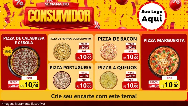 Modelo de TV para TV Horizontal com o tema Semana do Consumidor para Pizzaria