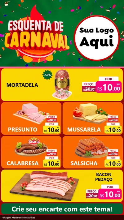 Modelo de TV para TV Vertical com o tema Esquenta de Carnaval para Frios e Laticínios