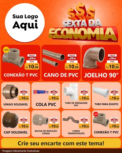 Modelo de Rede Social para Feed Instagram com o tema Sexta da Economia para Tubos e conexões