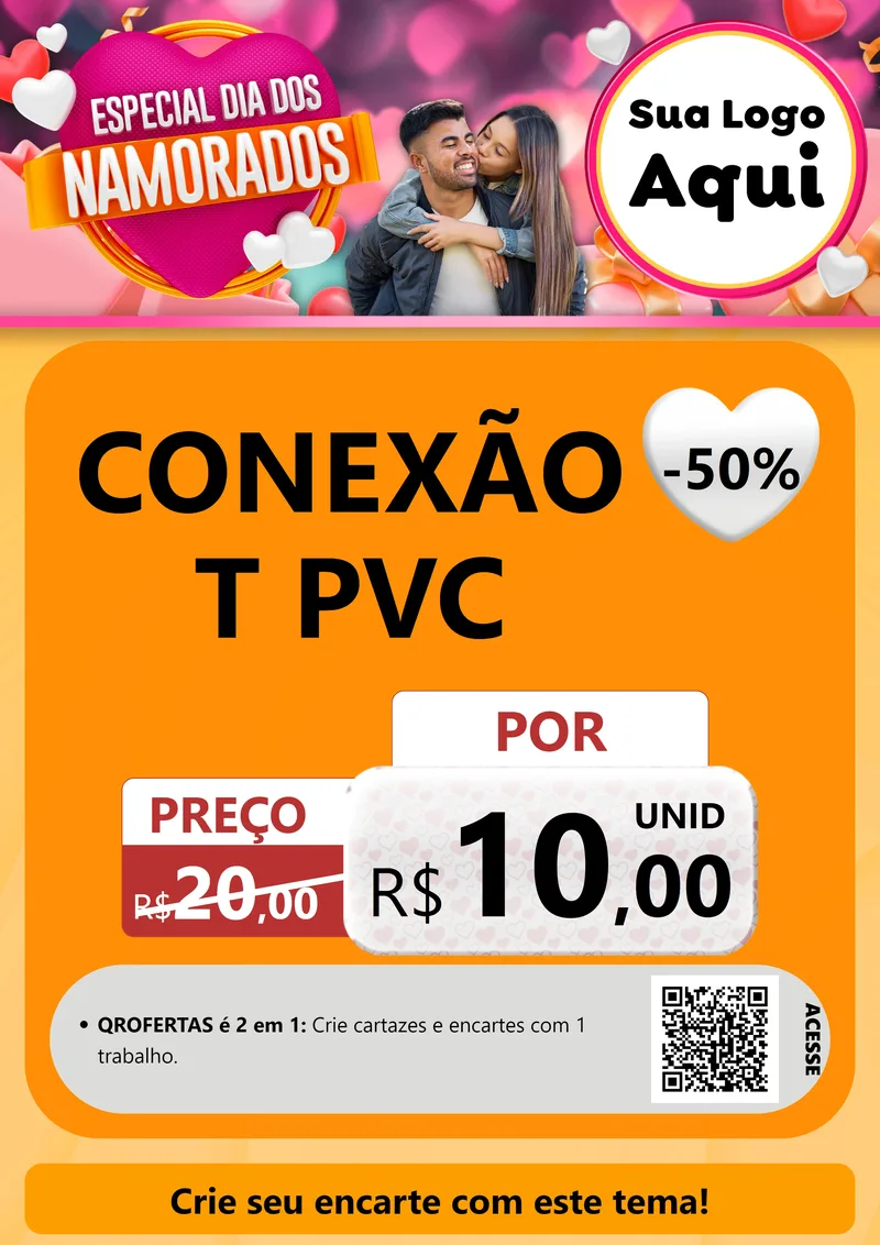 Modelo de Cartaz para Cartaz A4 Vertical com o tema Especial Dia dos Namorados para Tubos e conexões