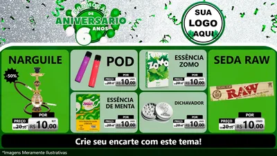 Modelo de TV para TV Horizontal com o tema Promoção de Aniversário - 6 Anos para Tabacaria