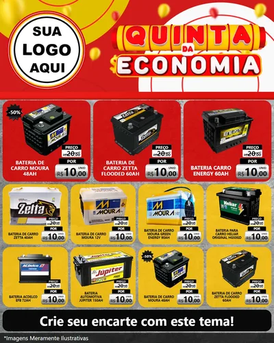 Modelo de Rede Social para Feed Instagram com o tema Quinta da Economia para Baterias Elétricas