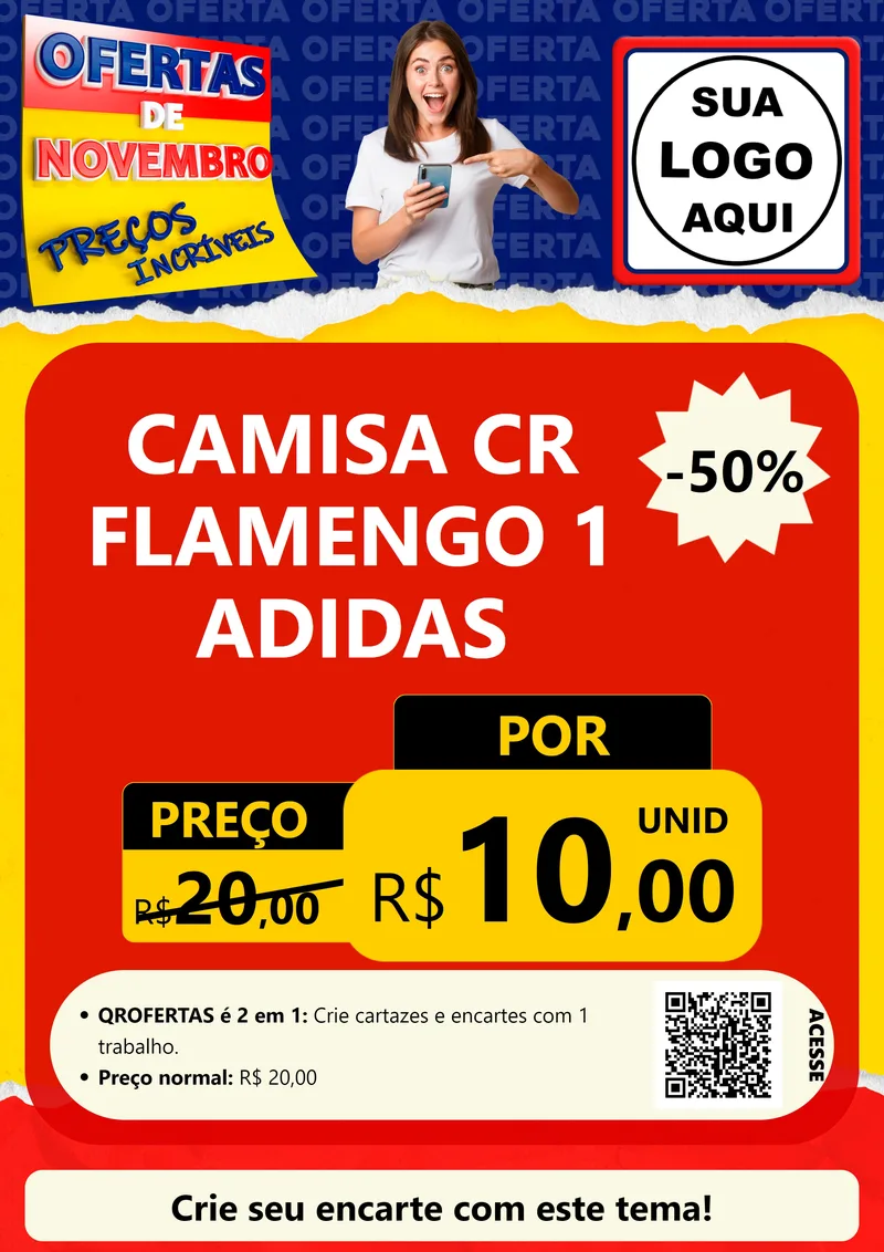 Modelo de Cartaz para Cartaz A4 Vertical com o tema Ofertas de Novembro - Preços Incríveis para Roupas e acessórios
