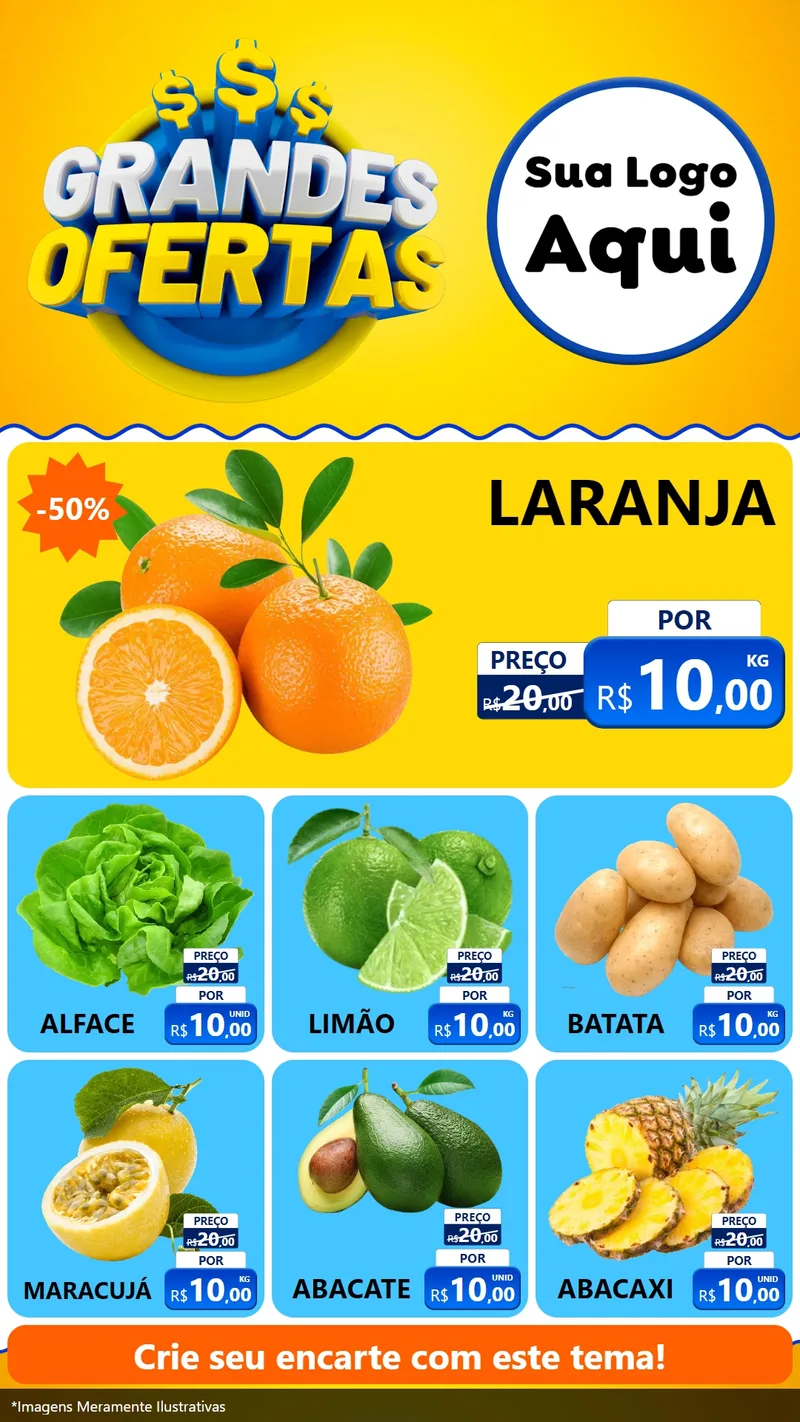 Modelo de Rede Social para Stories com o tema Grandes Ofertas para Hortifrúti