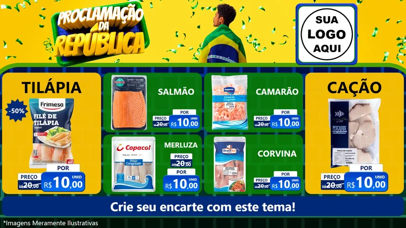 Modelo de TV para TV Horizontal com o tema Proclamação da República para Peixaria