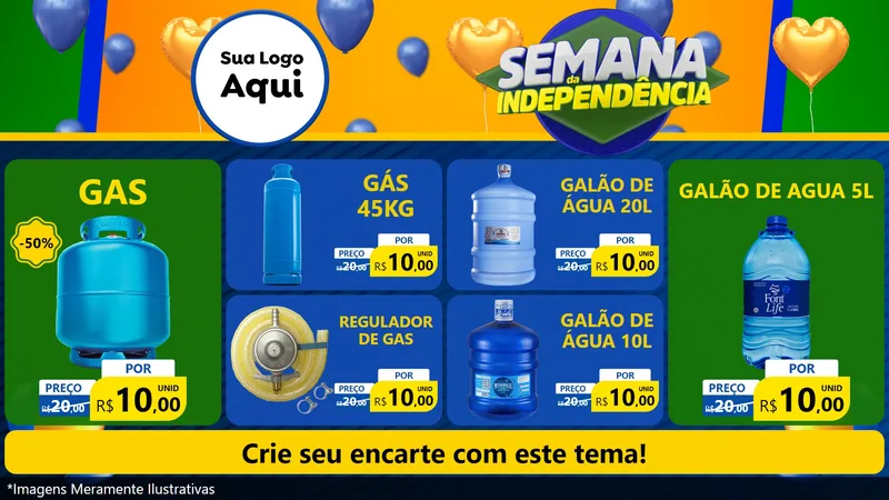 Modelo de TV para TV Horizontal com o tema Semana da Independência para Água e gás