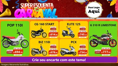 Modelo de TV para TV Horizontal com o tema Super Esquenta de Carnaval para Concessionaria de Motos