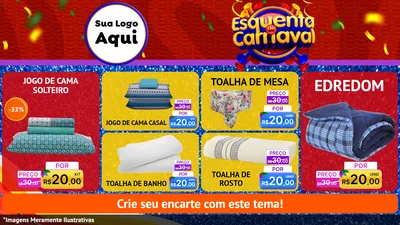 Modelo de TV para TV Horizontal com o tema Esquenta de Carnaval para Cama, Mesa e Banho