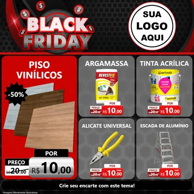 Modelo de Rede Social para Feed Facebook com o tema Black Friday para Material para Construção