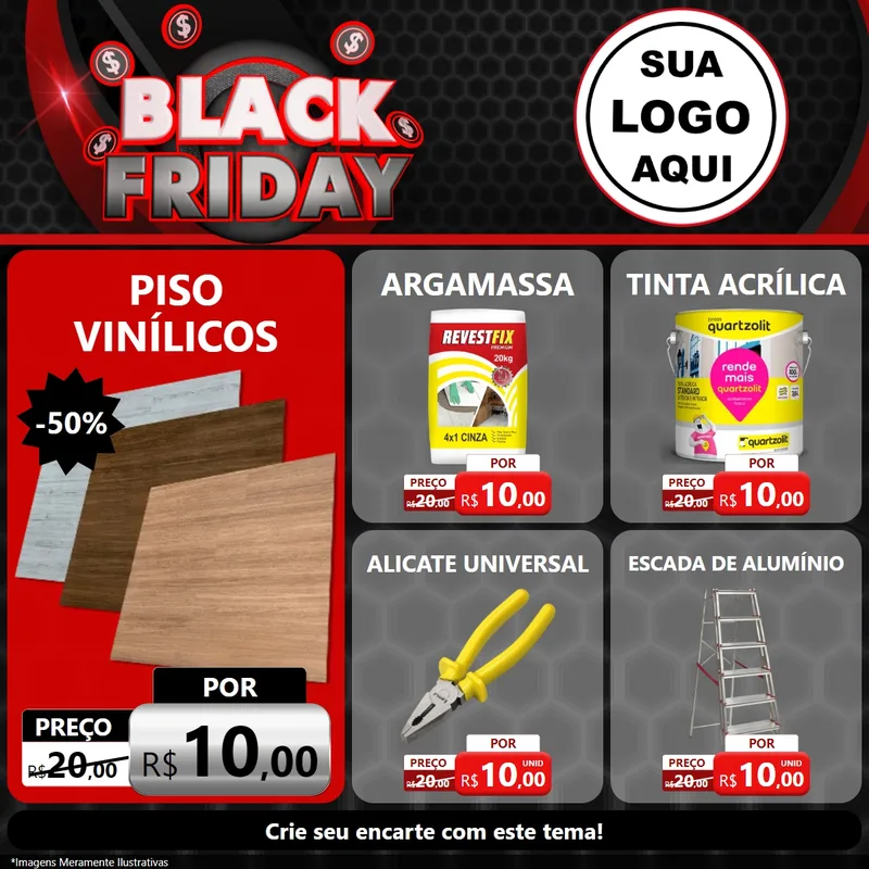 Modelo de Rede Social para Feed Facebook com o tema Black Friday para Material para Construção