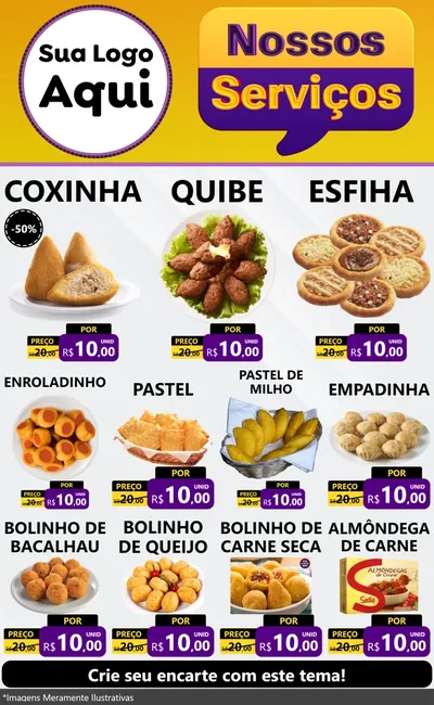 Modelo de Encarte para Encarte Grande com o tema Nossos Serviços para Salgadaria