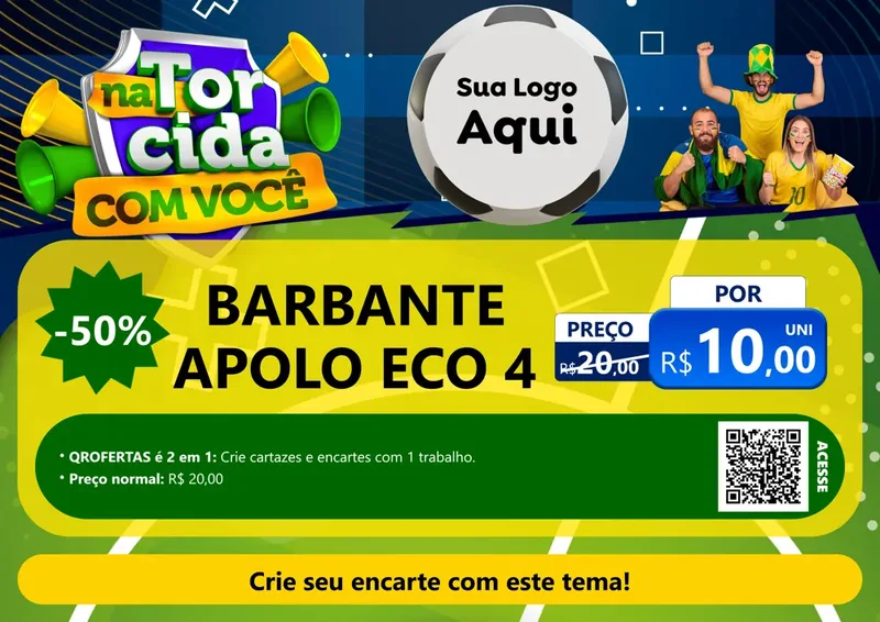 Modelo de Cartaz para Cartaz A4 Horizontal com o tema Na Torcida Com Você - Copa para Armarinho e Aviamentos