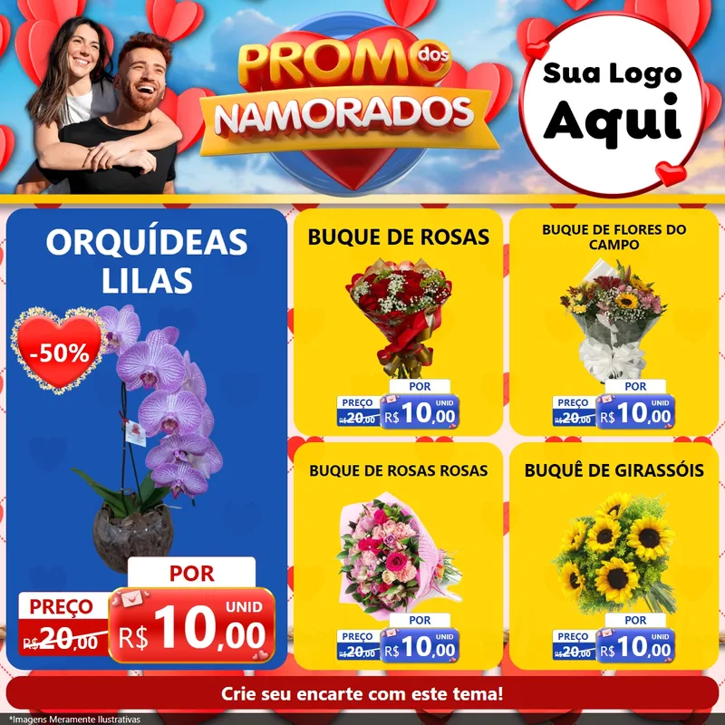Modelo de Rede Social para Feed Facebook com o tema Promo dos Namorados para Floricultura e jardim