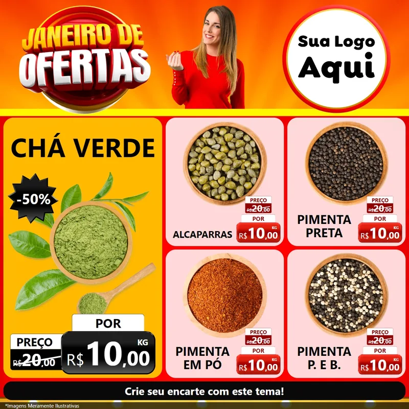 Modelo de Rede Social para Feed Facebook com o tema Janeiro de Ofertas para Produtos Naturais