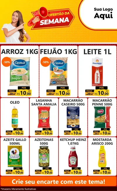 Modelo de Encarte para Encarte Grande com o tema Ofertão da Semana para Supermercado