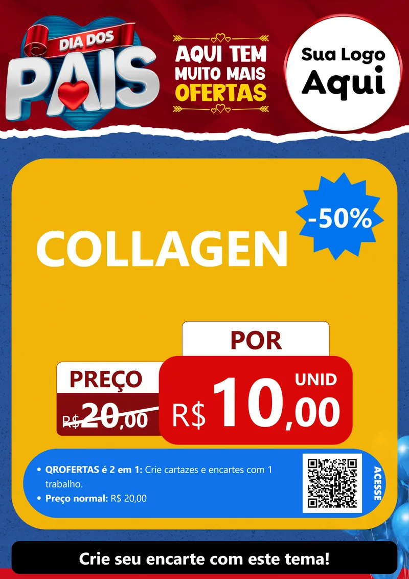Modelo de Cartaz para Cartaz A4 Vertical com o tema Dia dos Pais para Suplementos alimentares