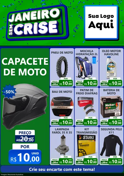 Modelo de Encarte para Encarte A4 Vertical com o tema Janeiro Sem Crise para Moto peças