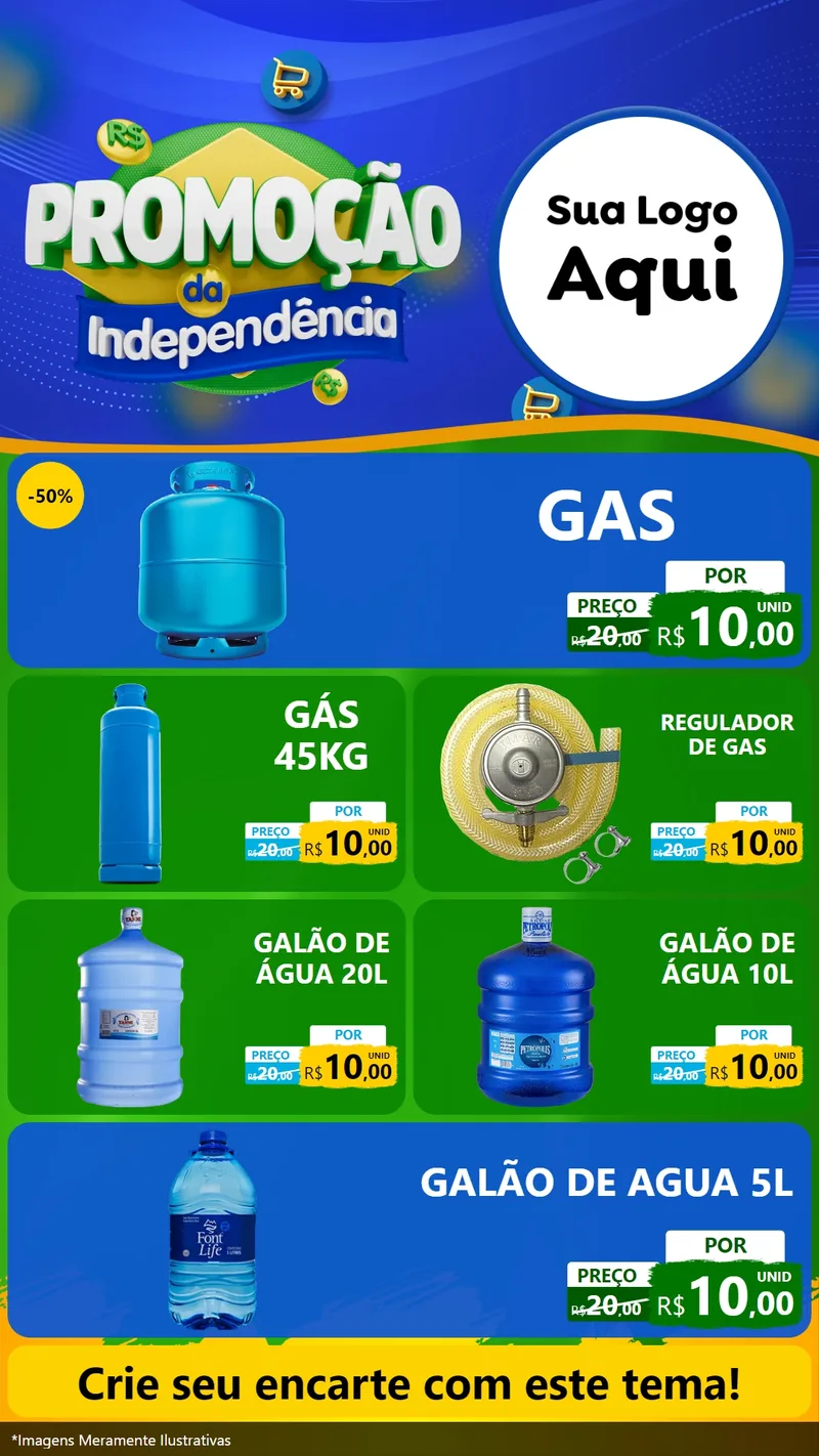 Modelo de TV para TV Vertical com o tema Promoção da Independência para Água e gás