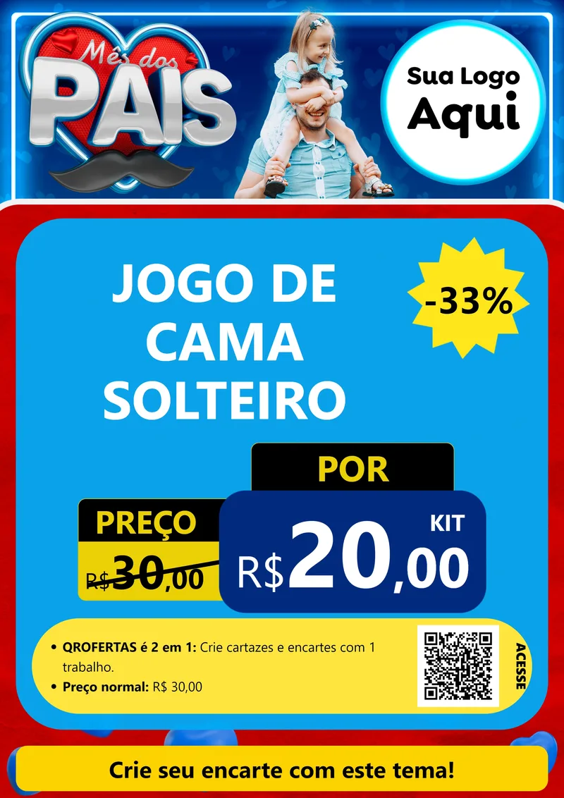 Modelo de Cartaz para Cartaz A4 Vertical com o tema Mês Dos Pais para Cama, Mesa e Banho