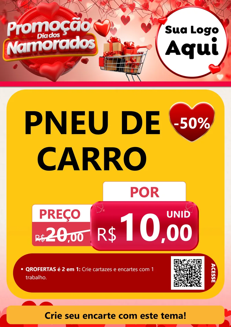 Modelo de Cartaz para Cartaz A4 Vertical com o tema Promoção Dia dos Namorados para Auto peças