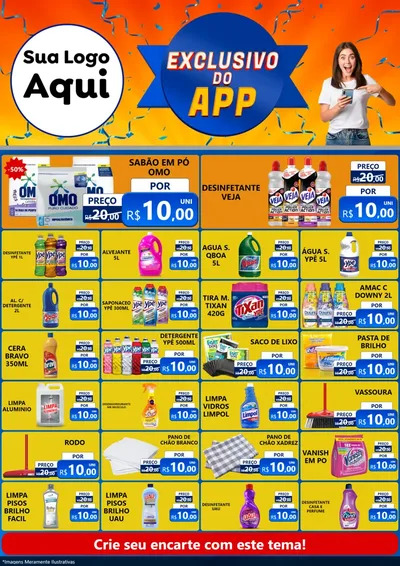 Modelo de Encarte para Encarte A4 Vertical com o tema Exclusivo do Aplicativo para Produtos de Limpeza
