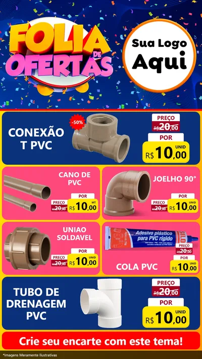 Modelo de TV para TV Vertical com o tema Folia de Ofertas para Tubos e conexões