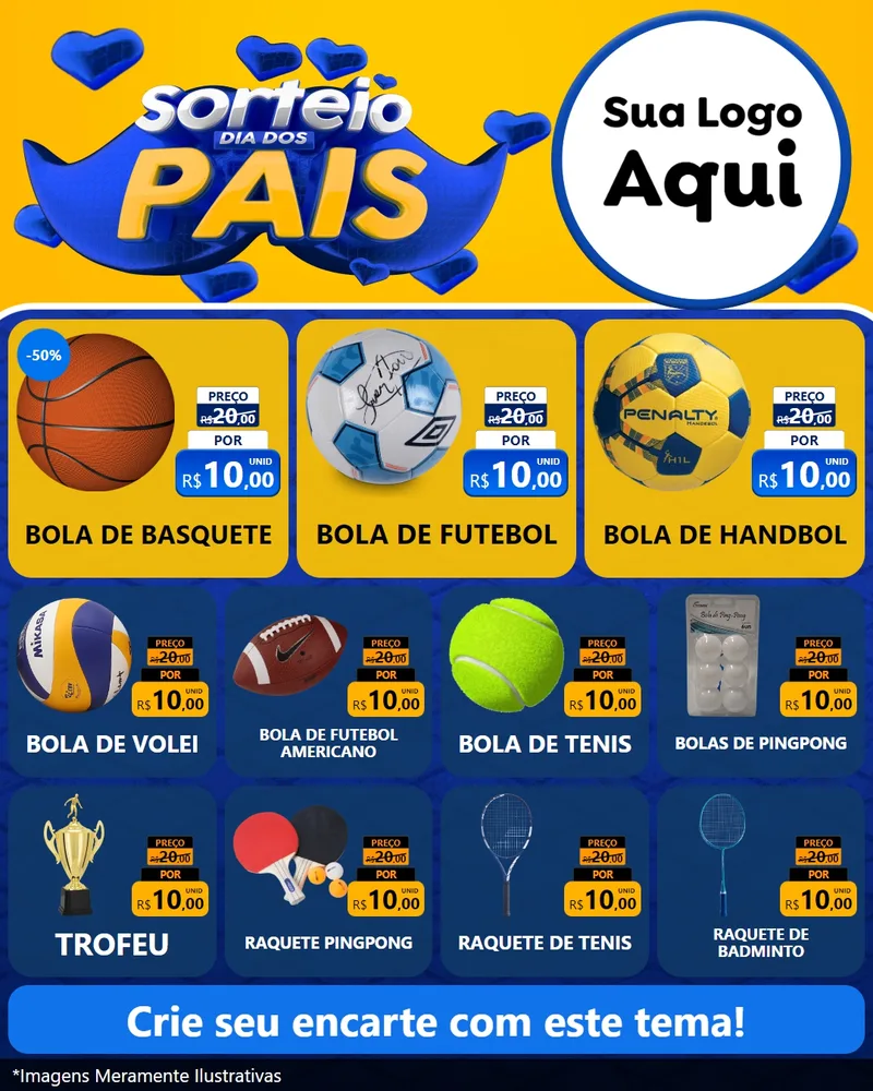 Modelo de Rede Social para Feed Instagram com o tema Sorteio Dia dos Pais para Artigos Esportivos