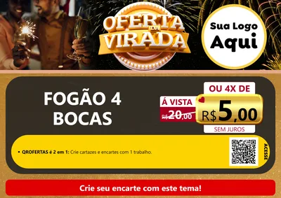 Modelo de Cartaz para Cartaz A4 Horizontal com o tema Oferta da Virada para Móveis e Eletro