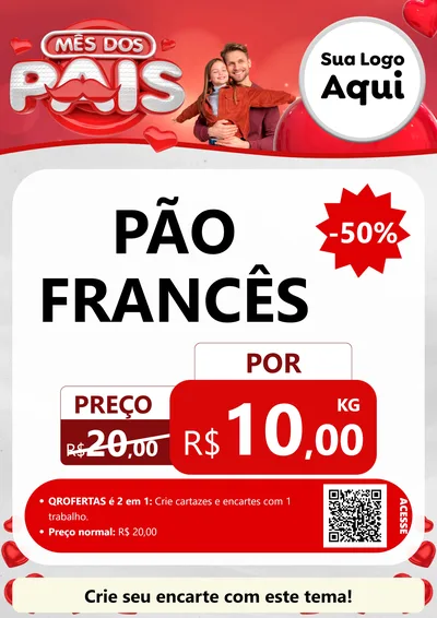 Modelo de Cartaz para Cartaz A4 Vertical com o tema Mês dos Pais para Padaria