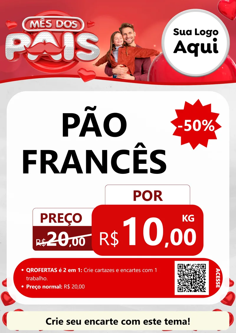 Modelo de Cartaz para Cartaz A4 Vertical com o tema Mês dos Pais para Padaria