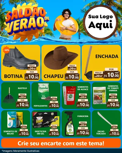 Modelo de Rede Social para Feed Instagram com o tema Saldão de Verão para Agropecuária