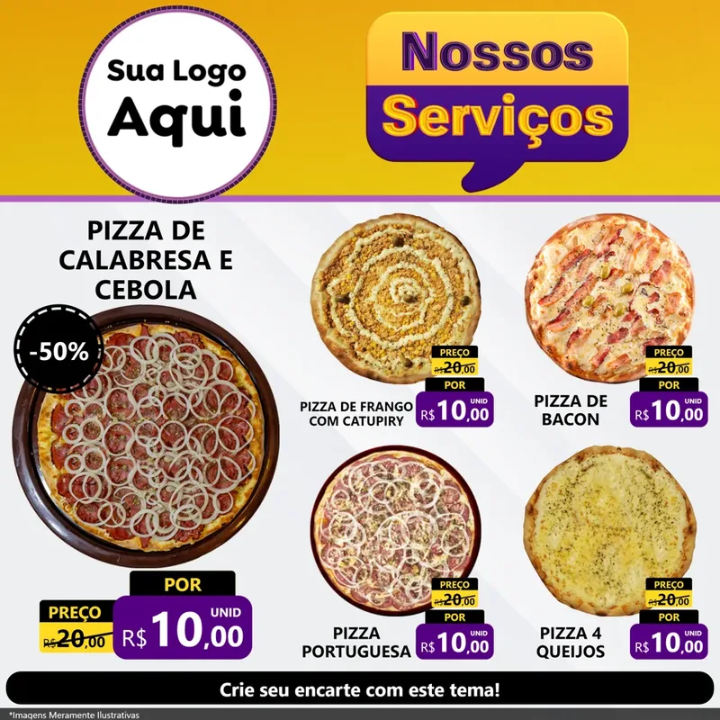 Modelo de Rede Social para Feed Facebook com o tema Nossos Serviços para Pizzaria