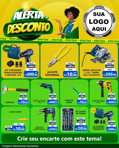 Modelo de Rede Social para Feed Instagram com o tema Alerta de Desconto para Maquinas e Ferramentas