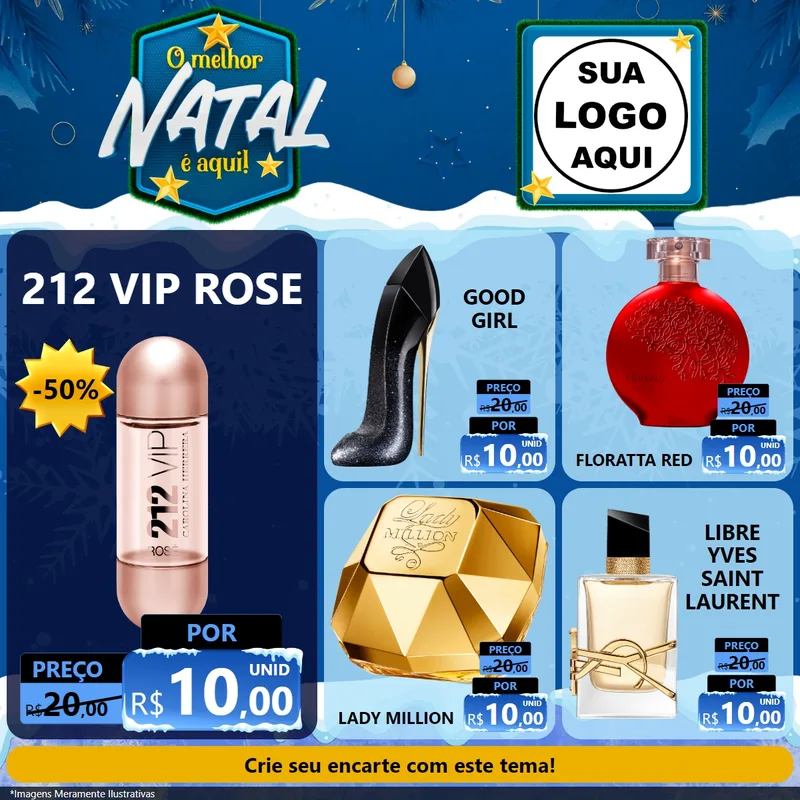 Modelo de Rede Social para Feed Facebook com o tema O Melhor Natal É Aqui! para Perfumes