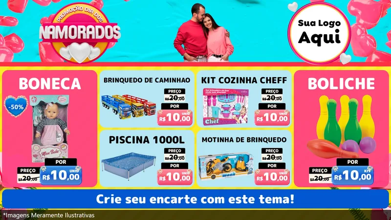 Modelo de TV para TV Horizontal com o tema Promoção Dia dos Namorados para Brinquedos