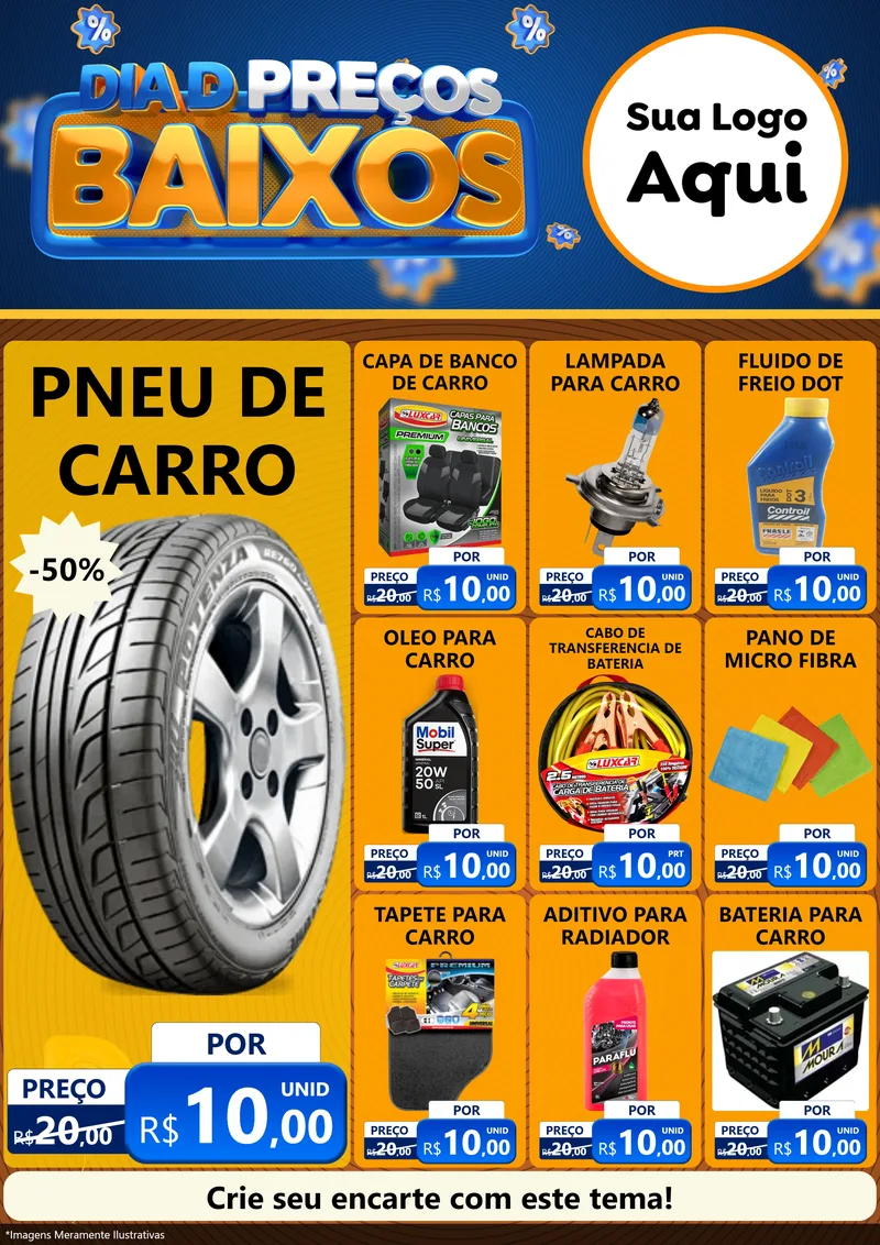 Modelo de Encarte para Encarte A4 Vertical com o tema Dia D Preço Baixo para Auto peças