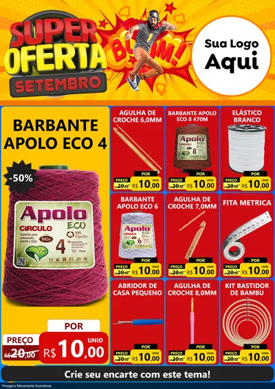 Modelo de Encarte para Encarte A4 Vertical com o tema Super Oferta Setembro para Armarinho e Aviamentos